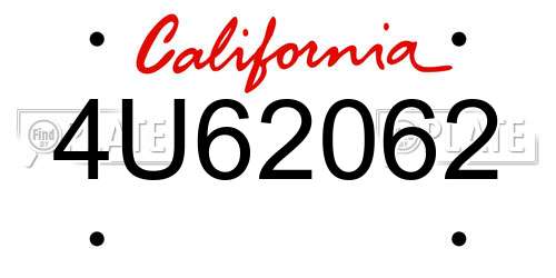 4U62062 California License Plate