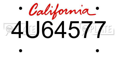 4U64577 California License Plate