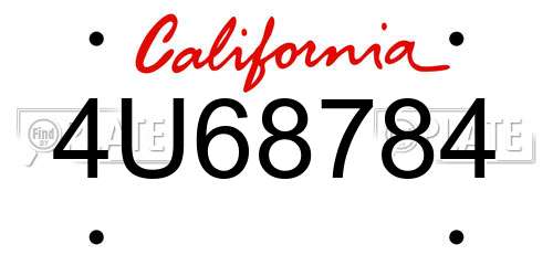 4U68784 California License Plate
