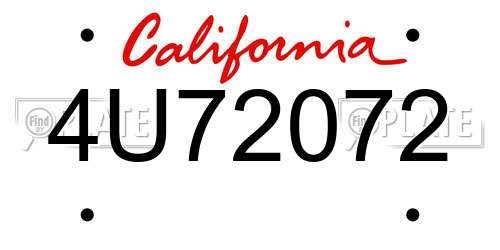 4U72072 California License Plate
