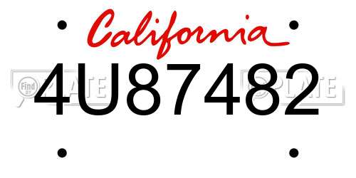 4U87482 California License Plate