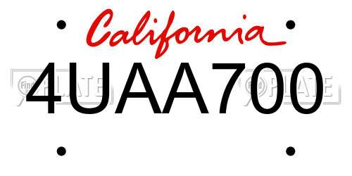 4UAA700 California License Plate