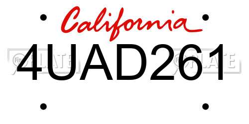 4UAD261 California License Plate