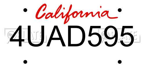 4UAD595 California License Plate