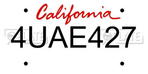 4UAE427 California License Plate