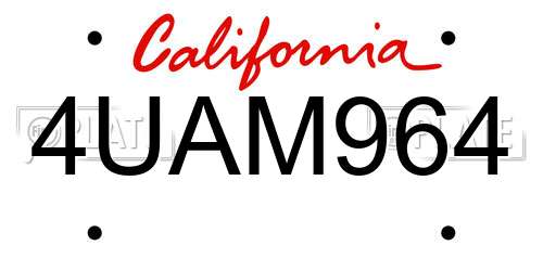 4UAM964 California License Plate
