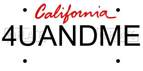 4UANDME California License Plate