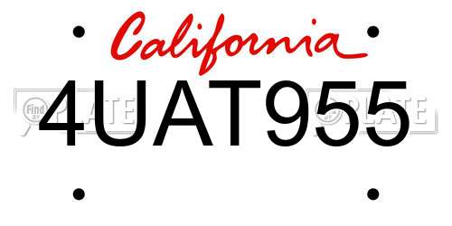 4UAT955 California License Plate