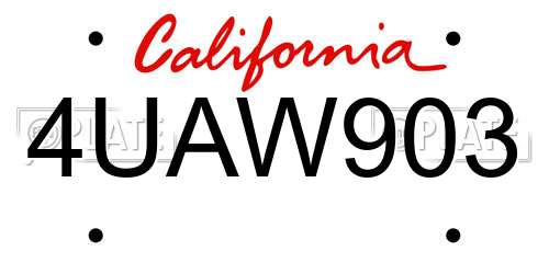 4UAW903 California License Plate