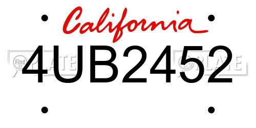 4UB2452 California License Plate