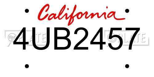 4UB2457 California License Plate