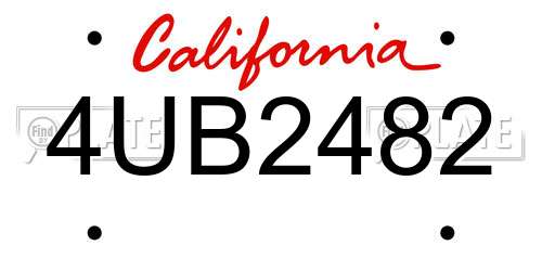 4UB2482 California License Plate