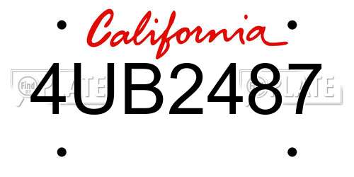 4UB2487 California License Plate