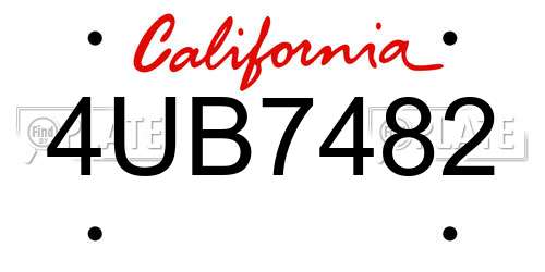 4UB7482 California License Plate