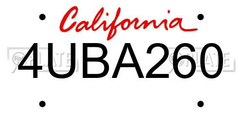 4UBA260 California License Plate