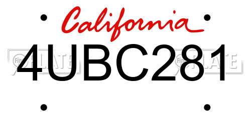 4UBC281 California License Plate