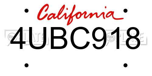 4UBC918 California License Plate