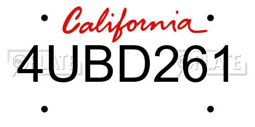 4UBD261 California License Plate