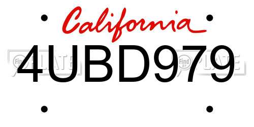 4UBD979 California License Plate
