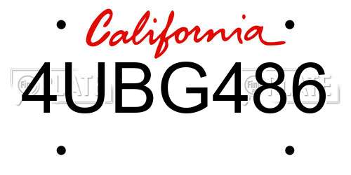 4UBG486 California License Plate