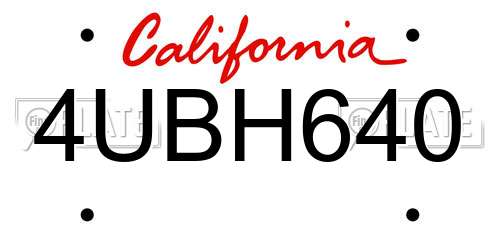 4UBH640 California License Plate