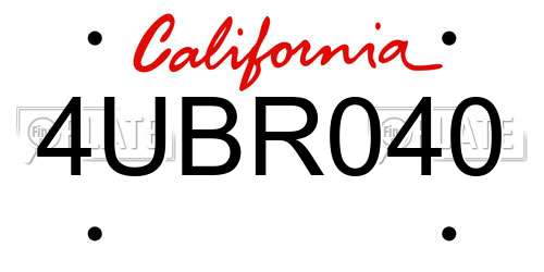 4UBR040 California License Plate