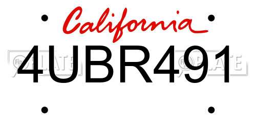 4UBR491 California License Plate