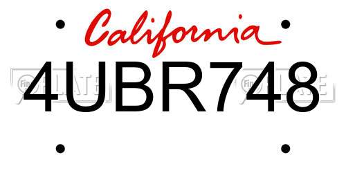 4UBR748 California License Plate