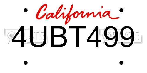 4UBT499 California License Plate
