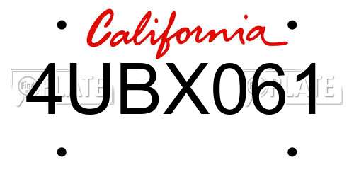 4UBX061 California License Plate