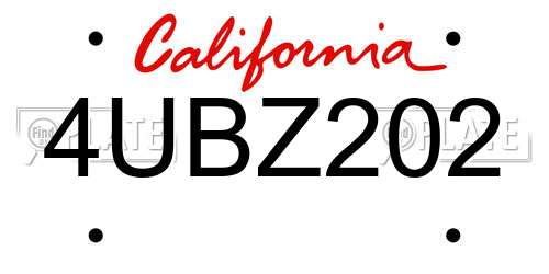 4UBZ202 California License Plate