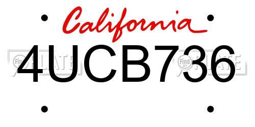 4UCB736 California License Plate