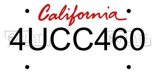 4UCC460 California License Plate