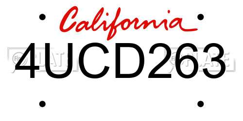 4UCD263 California License Plate