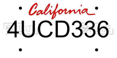 4UCD336 California License Plate
