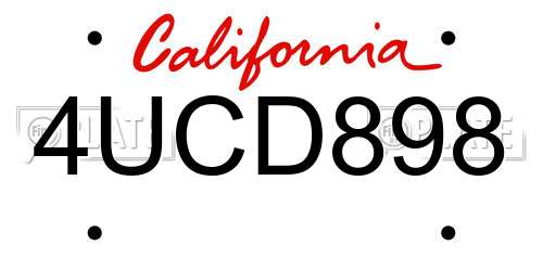 4UCD898 California License Plate