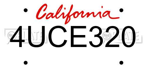4UCE320 California License Plate