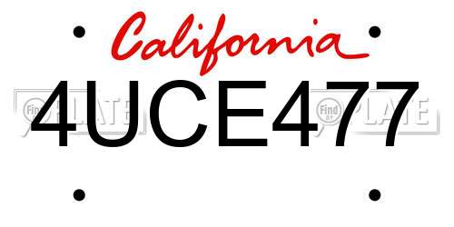 4UCE477 California License Plate