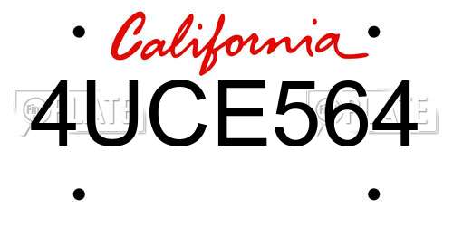4UCE564 California License Plate