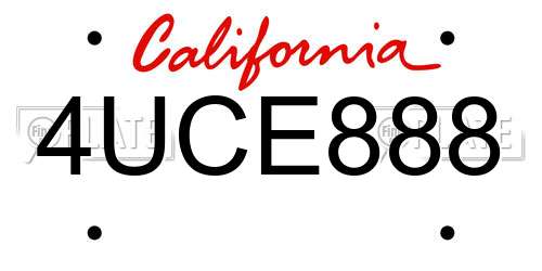 4UCE888 California License Plate