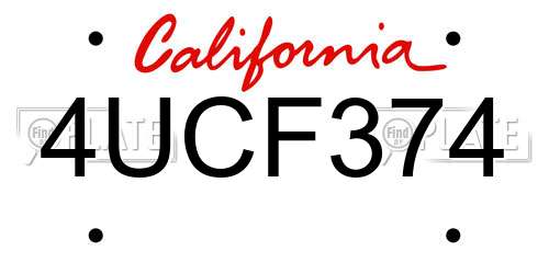 4UCF374 California License Plate