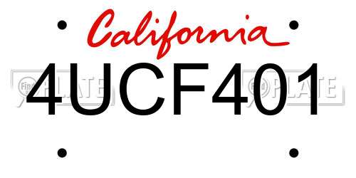4UCF401 California License Plate
