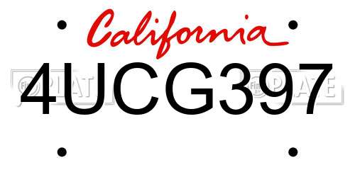 4UCG397 California License Plate