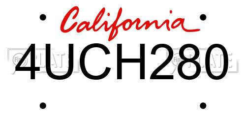 4UCH280 California License Plate