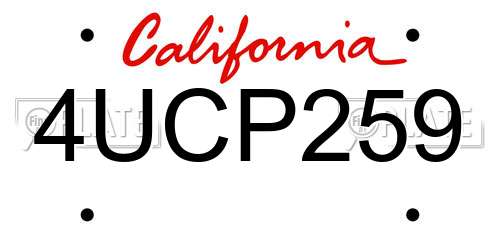 4UCP259 California License Plate