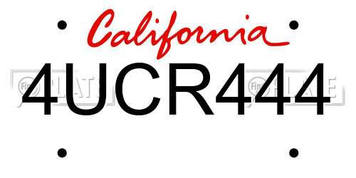 4UCR444 California License Plate