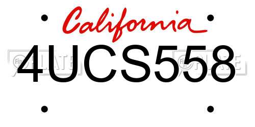 4UCS558 California License Plate