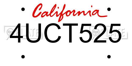 4UCT525 California License Plate