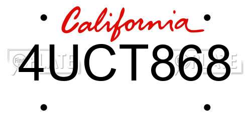 4UCT868 California License Plate