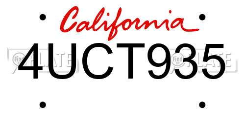 4UCT935 California License Plate